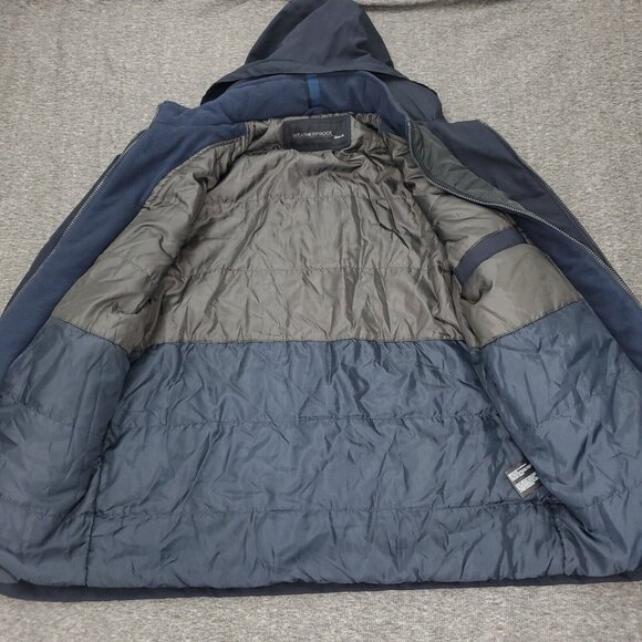 Weatherproof Jacket Mens Large Blue Coat Winter Removable Hood Full Zip Pockets - Picture 2 of 11